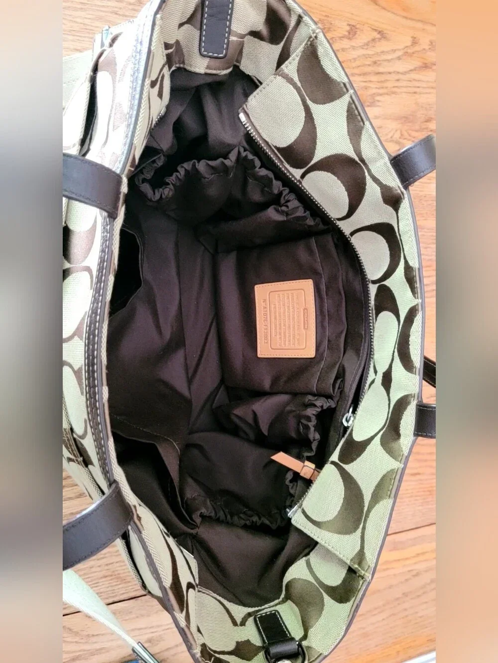 Coach Signature Diaper Or Tote Bag in Khaki and Dark Brown Y2K